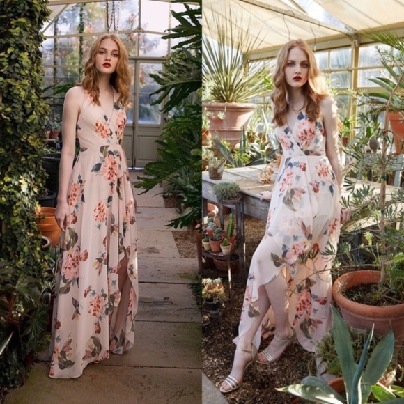 BHLDN Dresses & Skirts - Jenny Yoo “Farrah” Soft Blush Floral Halter Gown